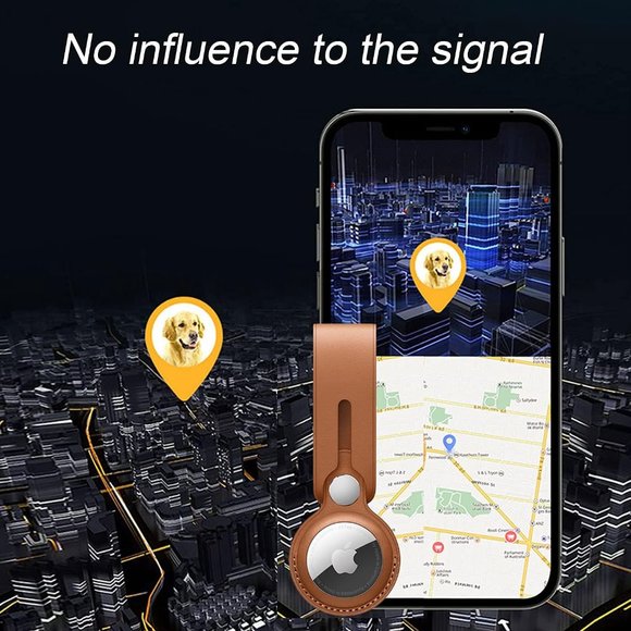 2-Pack Brown Leather for Loop Air Tag Holder, NEW Compatible with Apple Air Tag - Picture 3 of 6